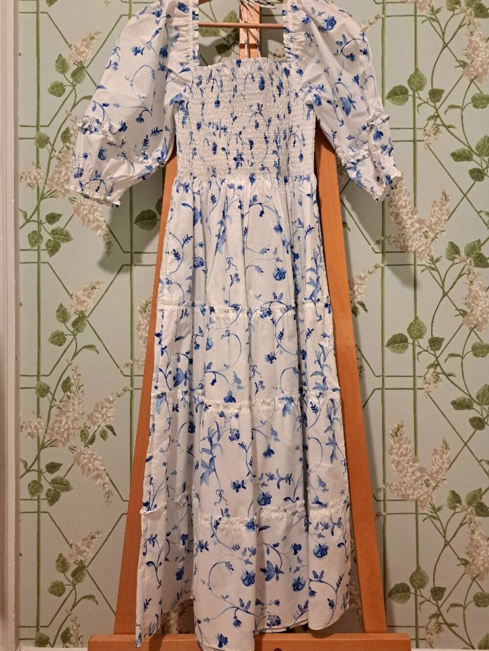 Hill House Nesli Dress in Blue Watercolor Print